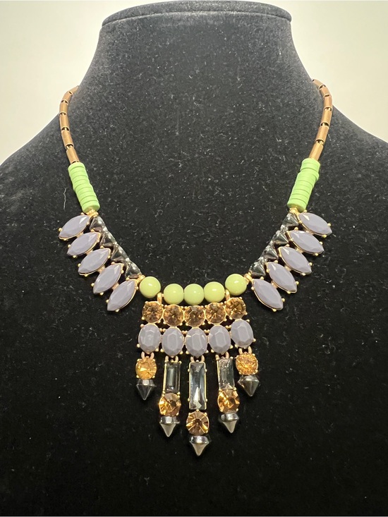 J. Crew Jewelry - J. Crew Lavender, Lime and Gold Statement Necklace